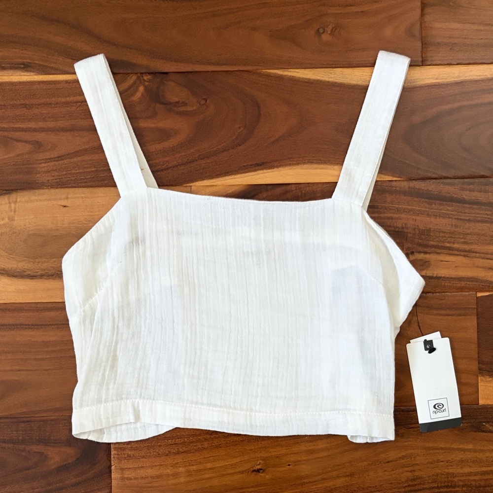 Rip Curl Premium Surf Top White gauze Crop Top XS NWT